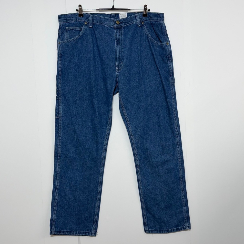 Key Jeans Mens 42x32 Blue Carpenter Rugged Utility Straight Leg Workwear